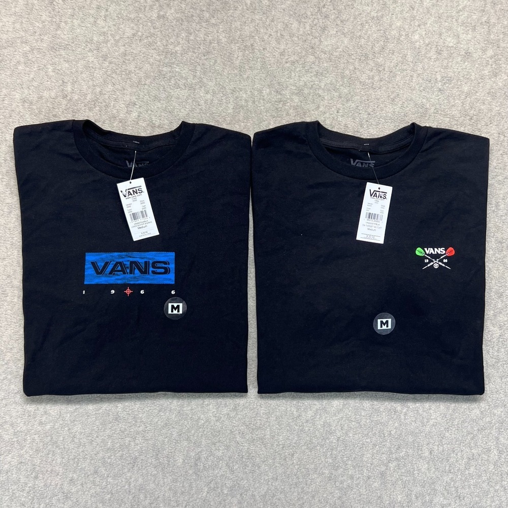 NWT Lot of 2 Vans Mens T-Shirt Black On Target & Logo Water Werks Graphic Size M